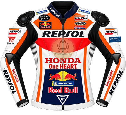 Marc Marquez Honda Repsol Racing Leather Motorcycle Jacket 2023