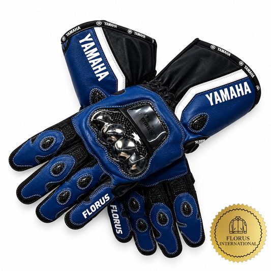Yamaha Blue Leather Motorcycle Gloves