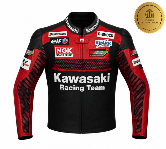 Kawasaki Racing Team Leather Motorbike Jacket