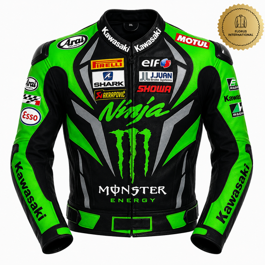 Kawasaki Racing Ninja Leather Motorbike Jacket