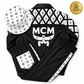 MCM Inspired Leather Set  Black White Leather Jacket Pants with Hat