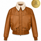 Shearling Bomber Jacket in Visetos Leather Mix