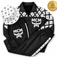 MCM Inspired Leather Set  Black White Leather Jacket Pants with Hat