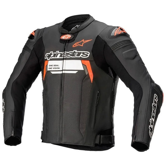ALPINESTARS WHITE & RED MISSILE V2 IGNITION LEATHER JACKET