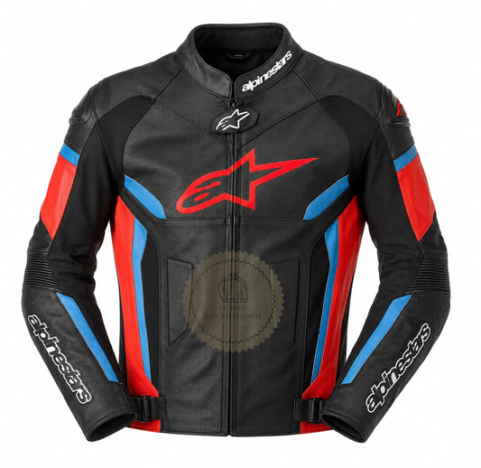ALPINESTARS BLACK & RED IGNITION COWHIDE LEATHER JACKET