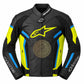 ALPINESTARS BLACK & YELLOW IGNITION COWHIDE LEATHER JACKET