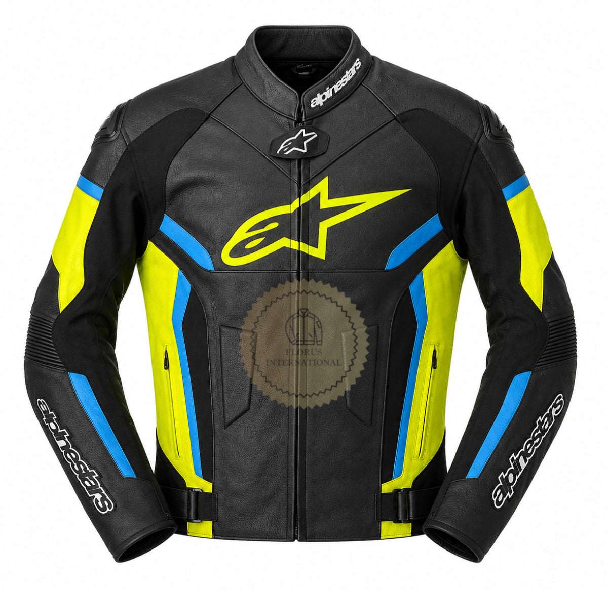 ALPINESTARS BLACK & YELLOW IGNITION COWHIDE LEATHER JACKET
