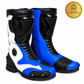Leather Blue Biker Boots Men Women Cowhide
