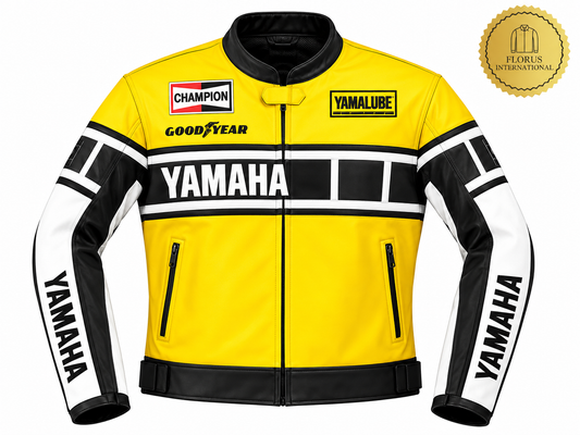 Yamaha Yellow Motorcycle Leather Jacket