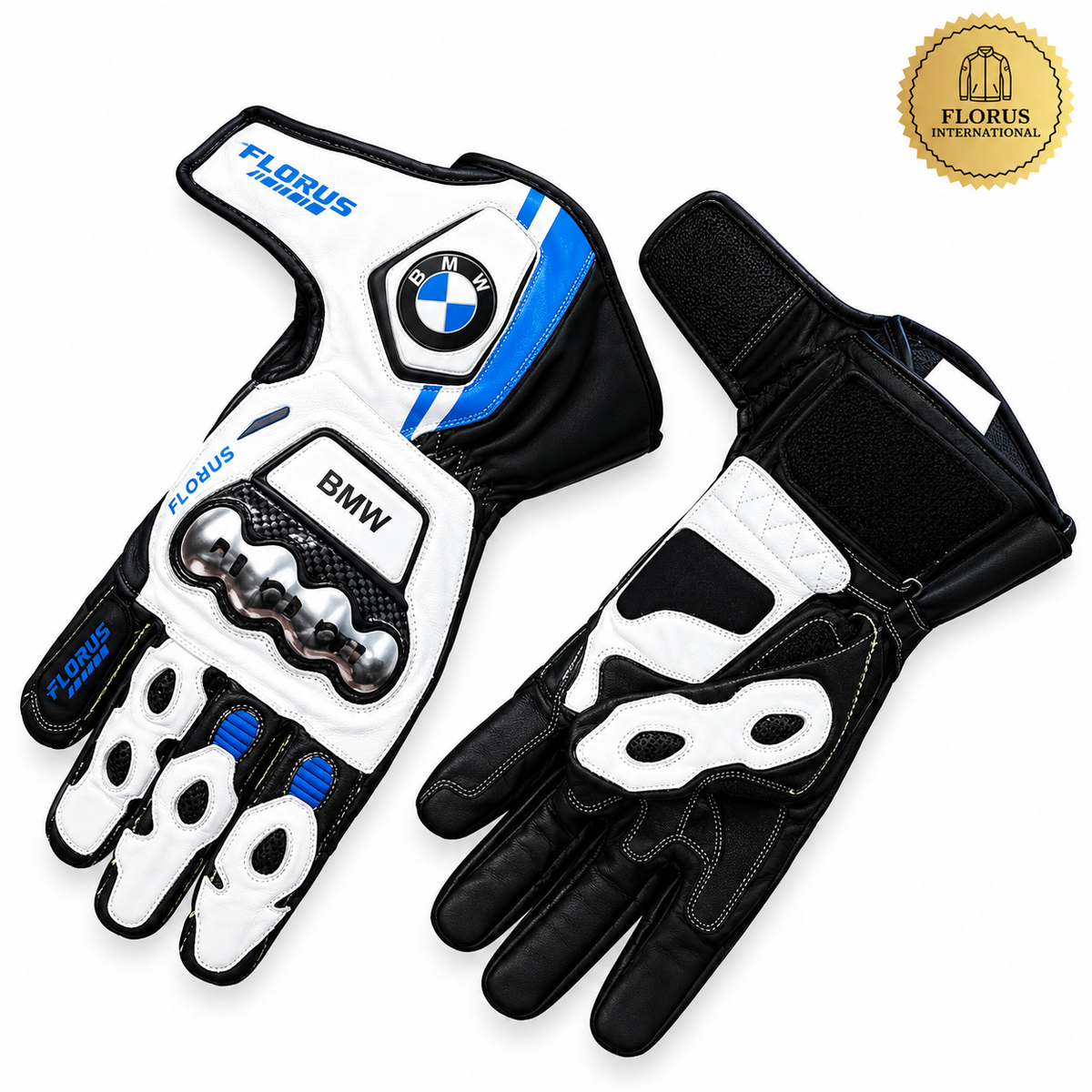 Cowhide leather BMW WSBK Racing Gloves