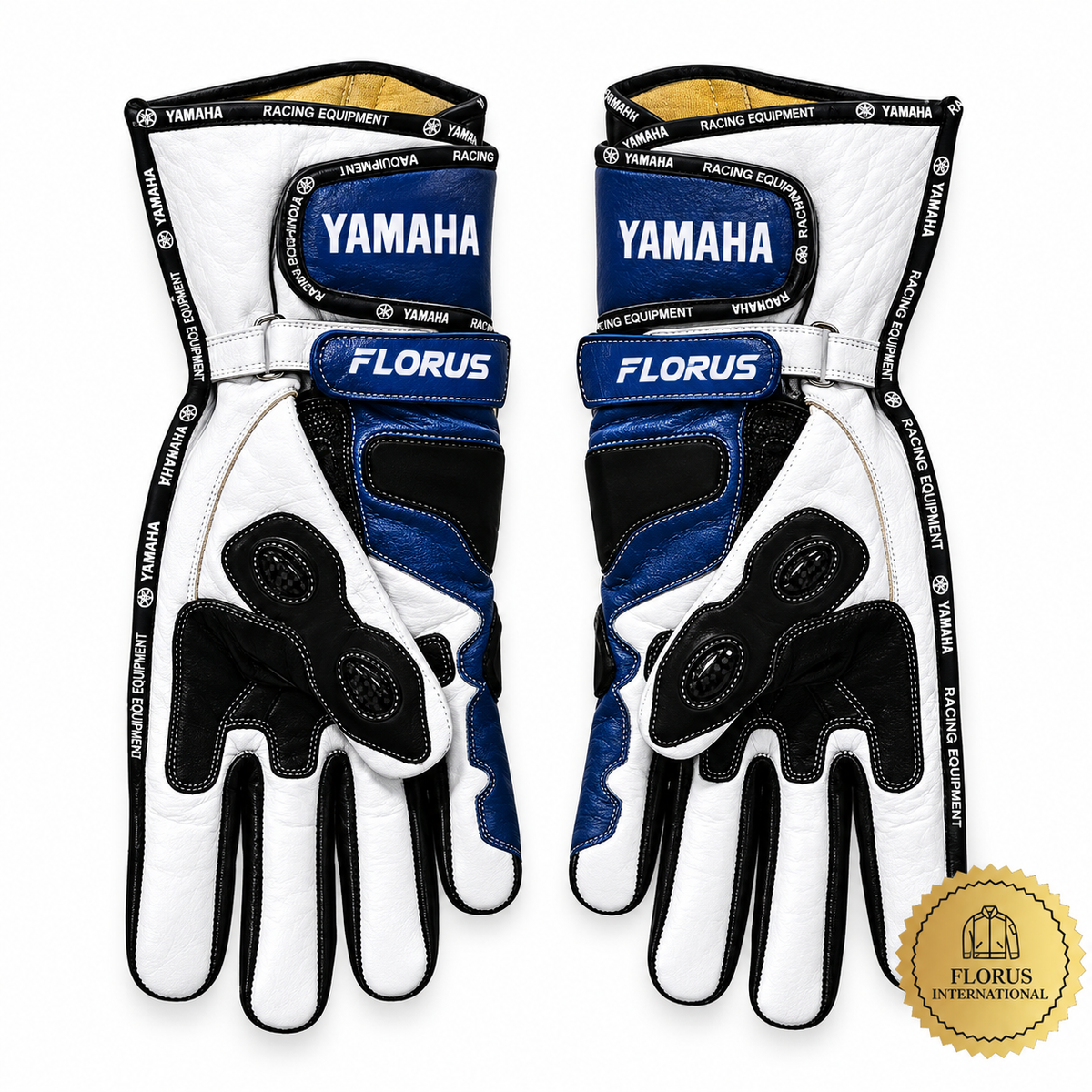 Yamaha Blue Leather Motorcycle Gloves
