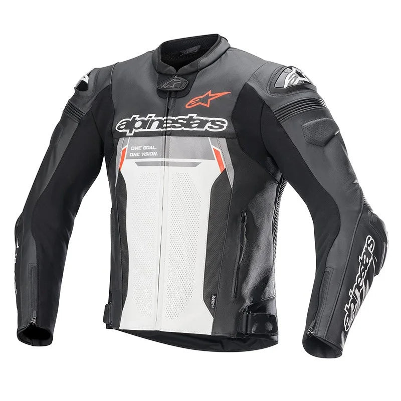 ALPINESTARS WHITE & BLACK MISSILE V2 IGNITION LEATHER JACKET