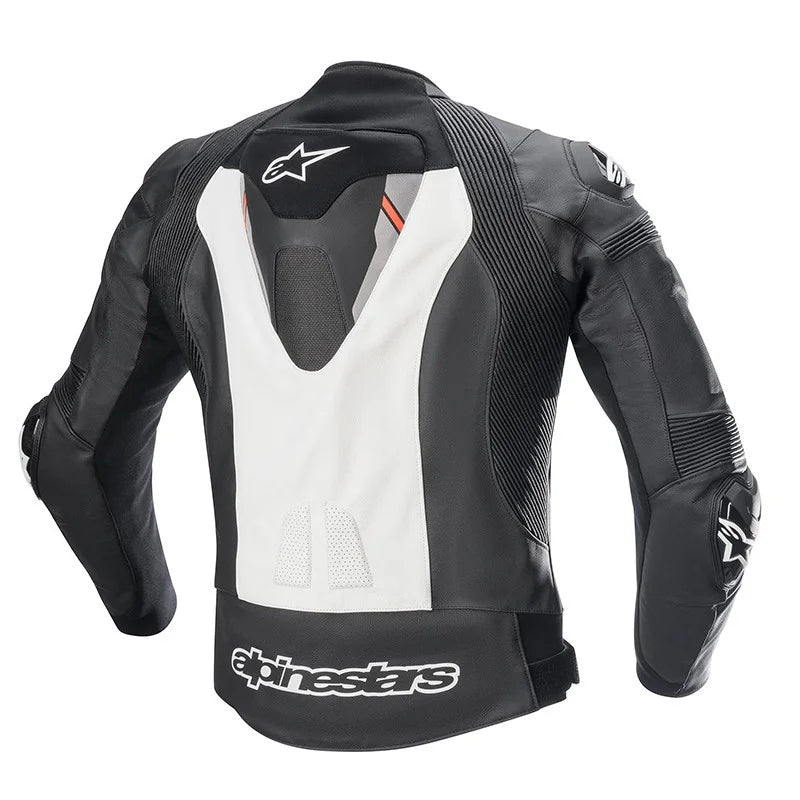 ALPINESTARS WHITE & BLACK MISSILE V2 IGNITION LEATHER JACKET
