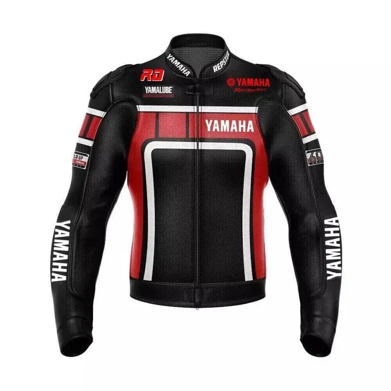 Handmade Cowhide Leather Yamaha Biker Jacket: Personalized Motorcycle Style