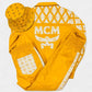 MCM Inspired Leather Set  yellow Leather Jacket Pants with Hat
