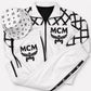 MCM Inspired Leather Set White Leather Jacket Pants with Hat