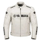 Yamaha White Racing Leather Biker Jacket, Genuine Cowhide Leather Jacket, CE Approved Protectors Jacket, Biker Gear,