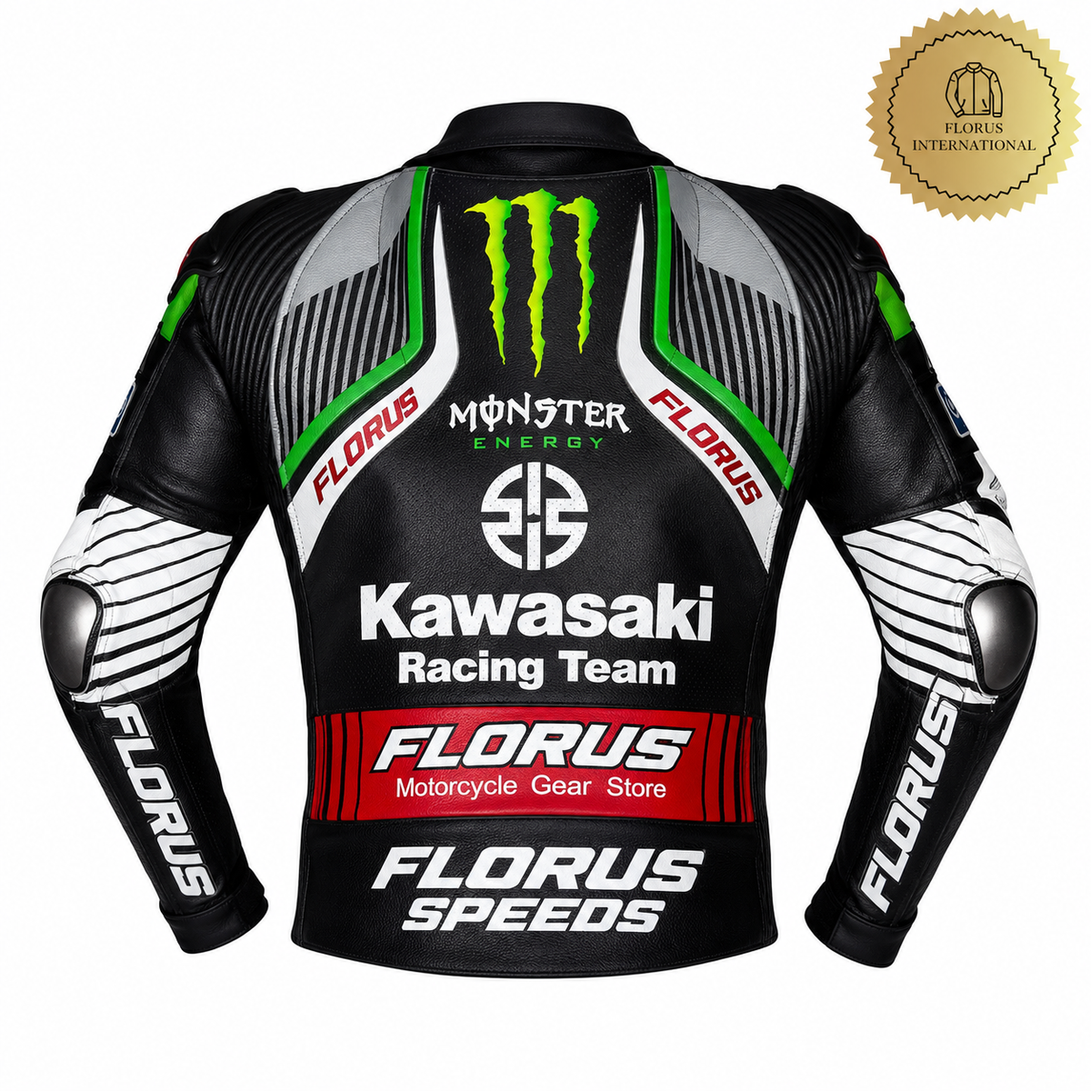 Kawasaki Monster  Racing  Leather Motorbike Jacket