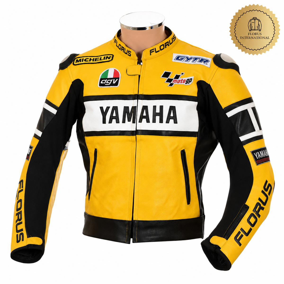 Yamaha Yellow Motorcycle Leather Jacket