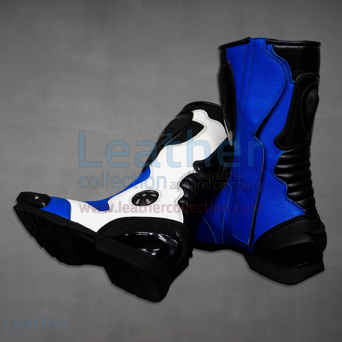 Leather Blue Biker Boots Men Women Cowhide