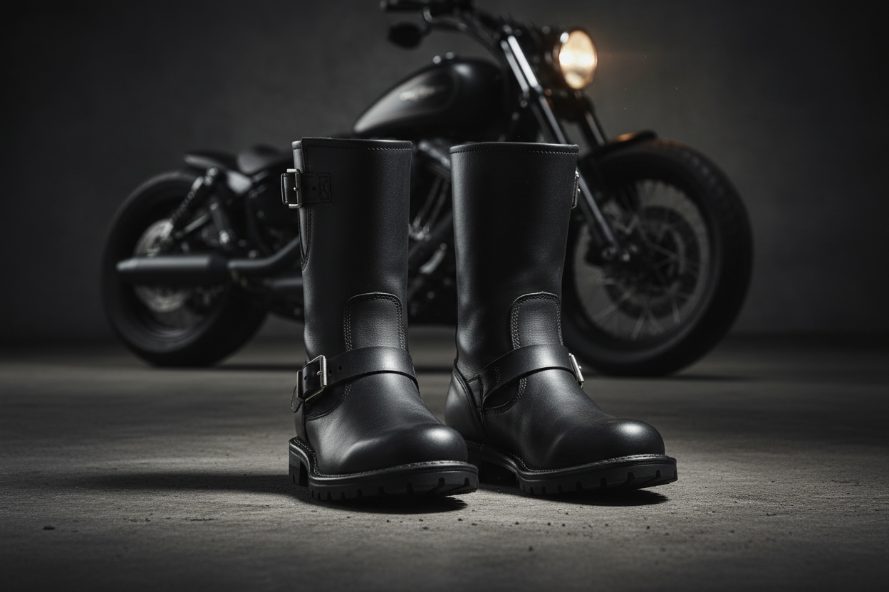 Leather Motorcycle Boots - Product Shot