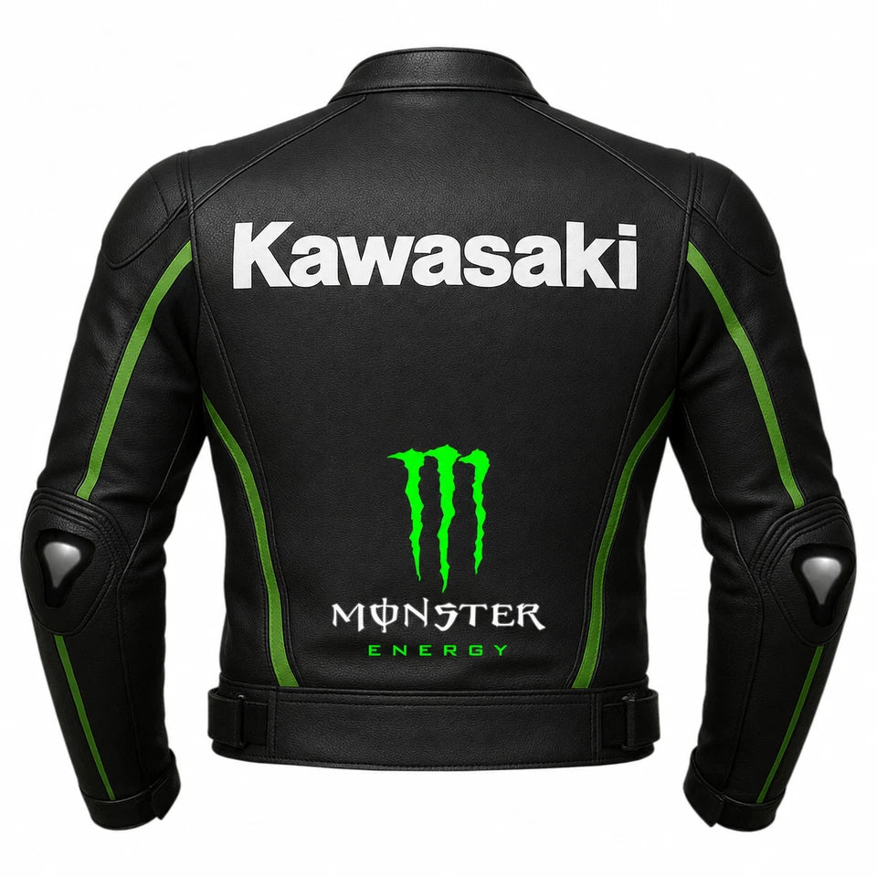 Kawasaki Monster  Racing leather Motorbike Jacket