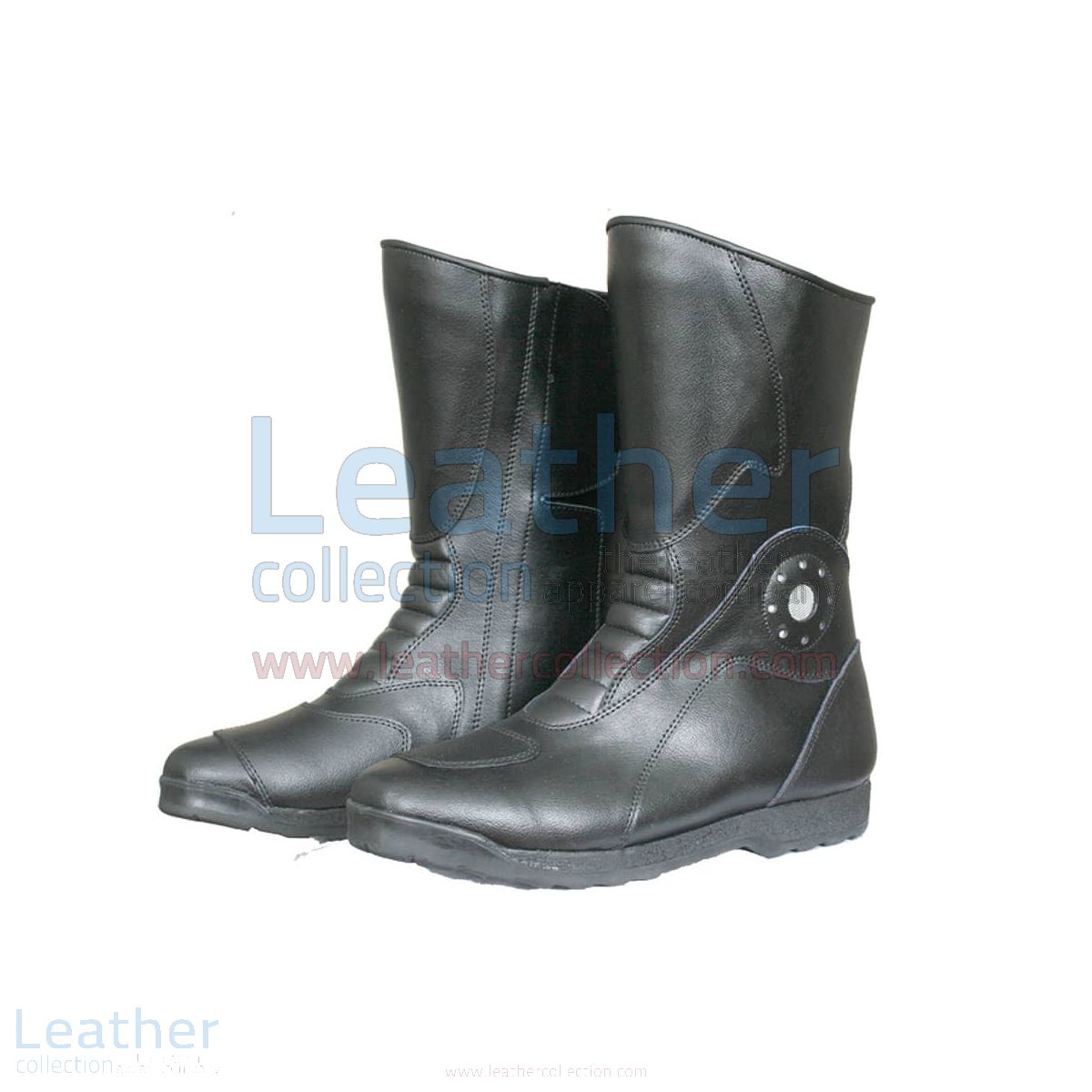 Black Leather Motorcycle Boots Cowhide Urban