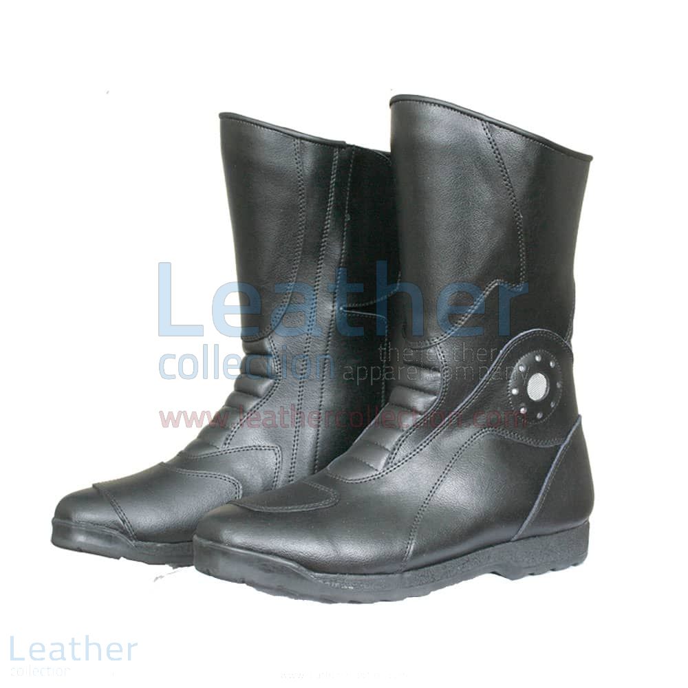 Black Leather Motorcycle Boots Cowhide Urban